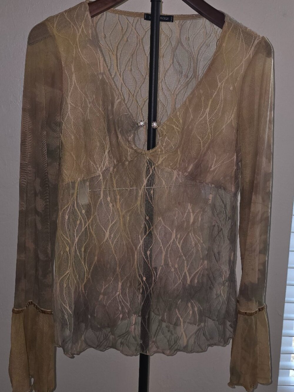 Boston Proper Sheer Top with rhinestone accents